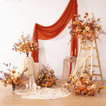 décoration boho chic bouquet fleurs artificielles mixtes orange rose marronextérieur anniversaire mariage