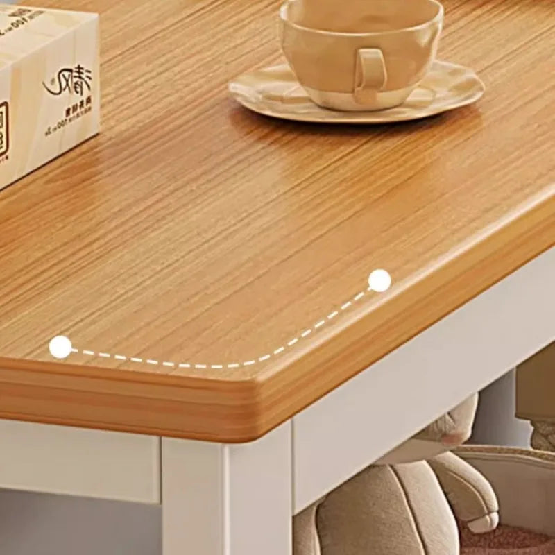 table d'appoint moderne bois naturel blanc poches plateau serviettes tasse