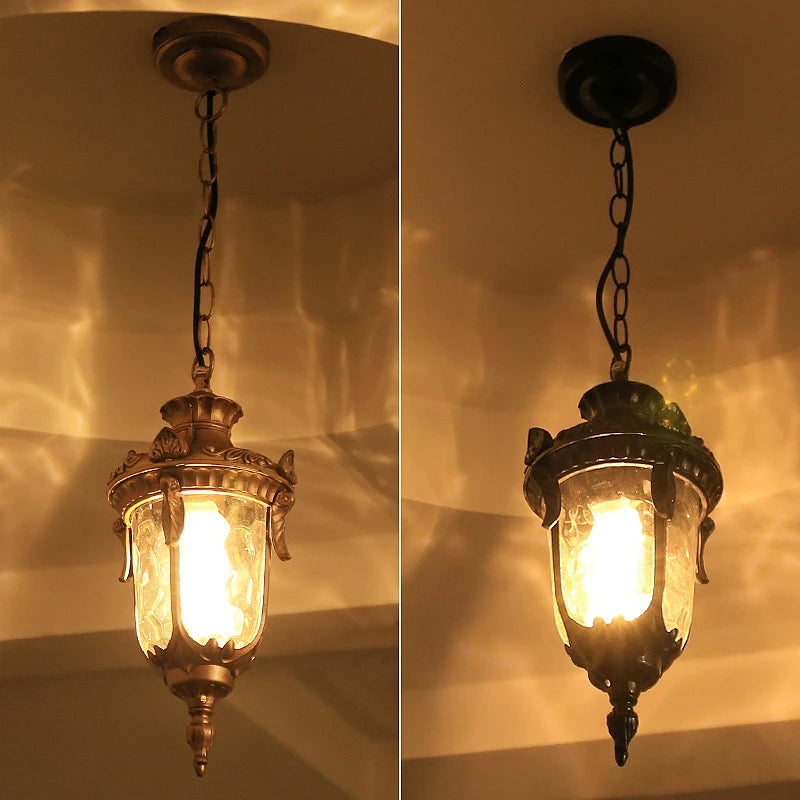 lampe suspendue pendentif bronze noir verre translucide classique baroque e27 chambre salon hall