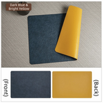 tapis table simili cuir moderne marron noir bleu foncé jaune vif antidérapant cuisine salle