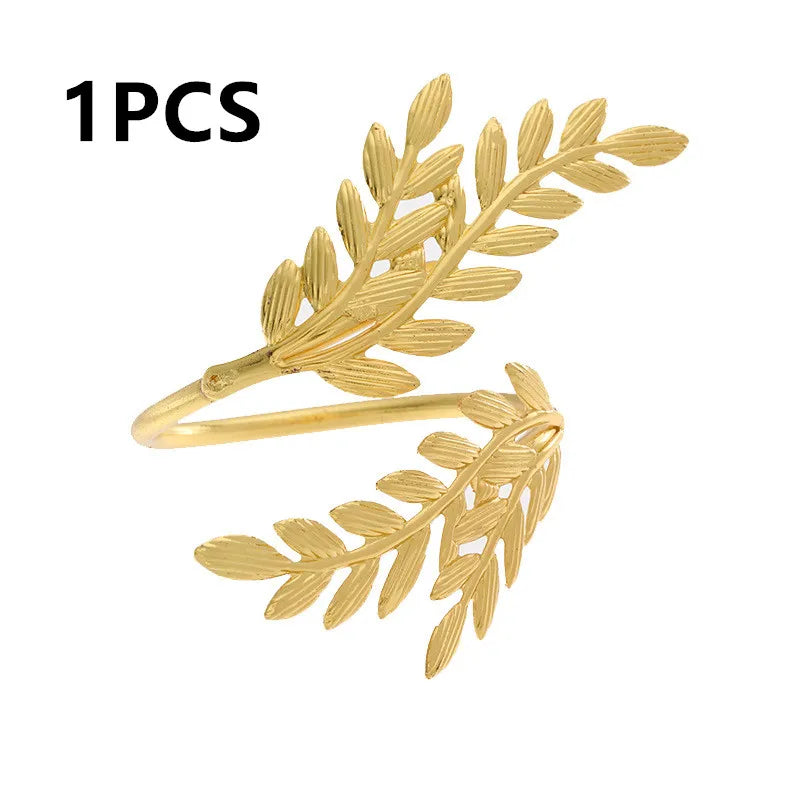 clips serviette or feuilles stylisées classique respectueux environnement 6.7cm 4.3cm decoration table fete mariage