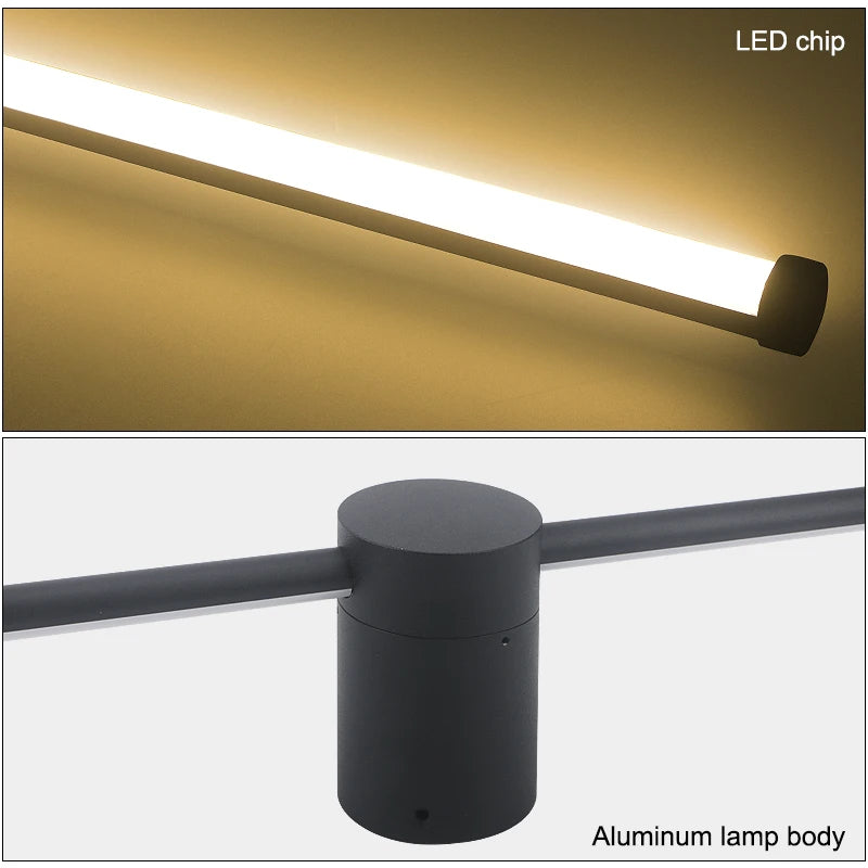 lampe murale led moderne noire 40cm 60cm 80cm 100cm 120cm aluminium