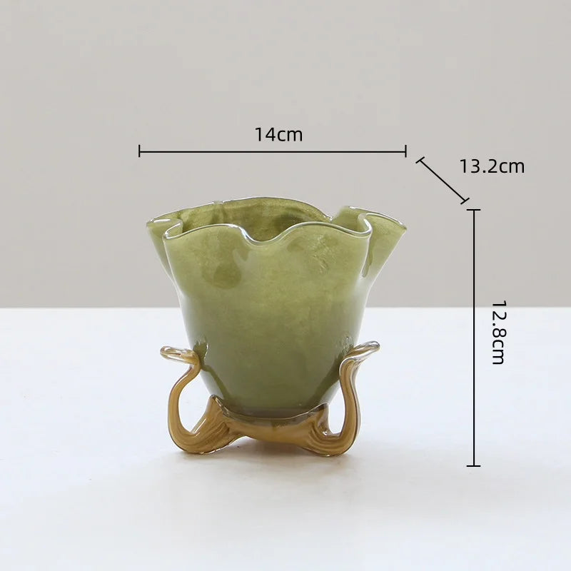 vases modernes rose vert olive mat opaques poignée serpents décoration table hydroponie
