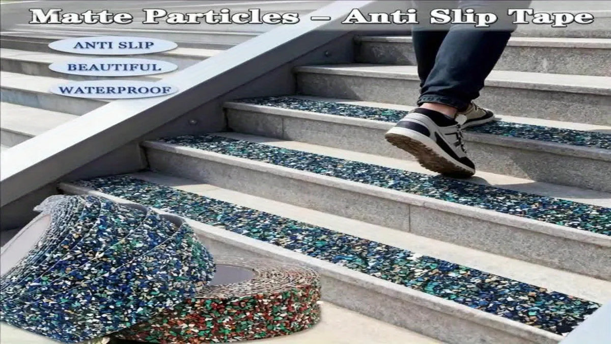 ruban anti dérapant adhésif puissant bleu vert blanc noir mat granulaire moderne durable sécurité