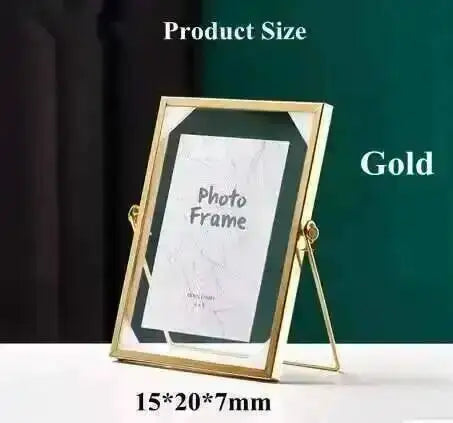 cadre photo verre transparent pied or moderne motifs abstraits minimaliste