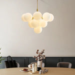 lampe suspendue boules transparentes moderne blanc doré câble annneau centralflux lumineux 60 249 tension
