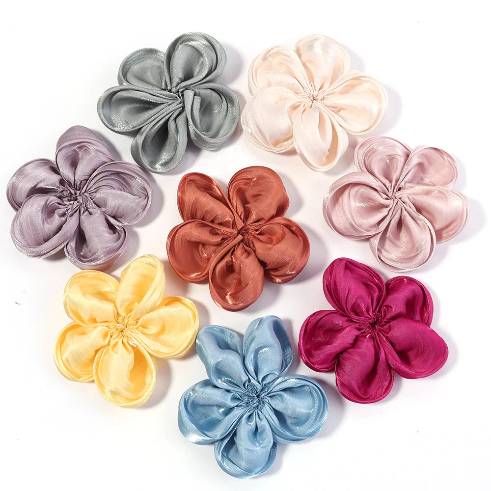 fleurs artificielles tissu satinées rose beige gris orange bleu jaune clips cheveux décoration bricolage
