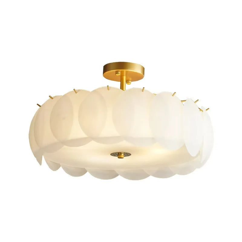 lampe suspendue moderne blanc doré rondes translucides chambre salon