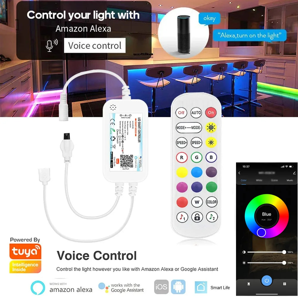 bande lumineuse led multicolore 30cm clips moderne app commande vocale tuya wifi 4pcs full