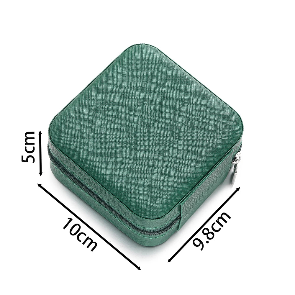 boîte bijoux simili cuir moderne compartiments noir vert rose clair orange fermeture éclair portable