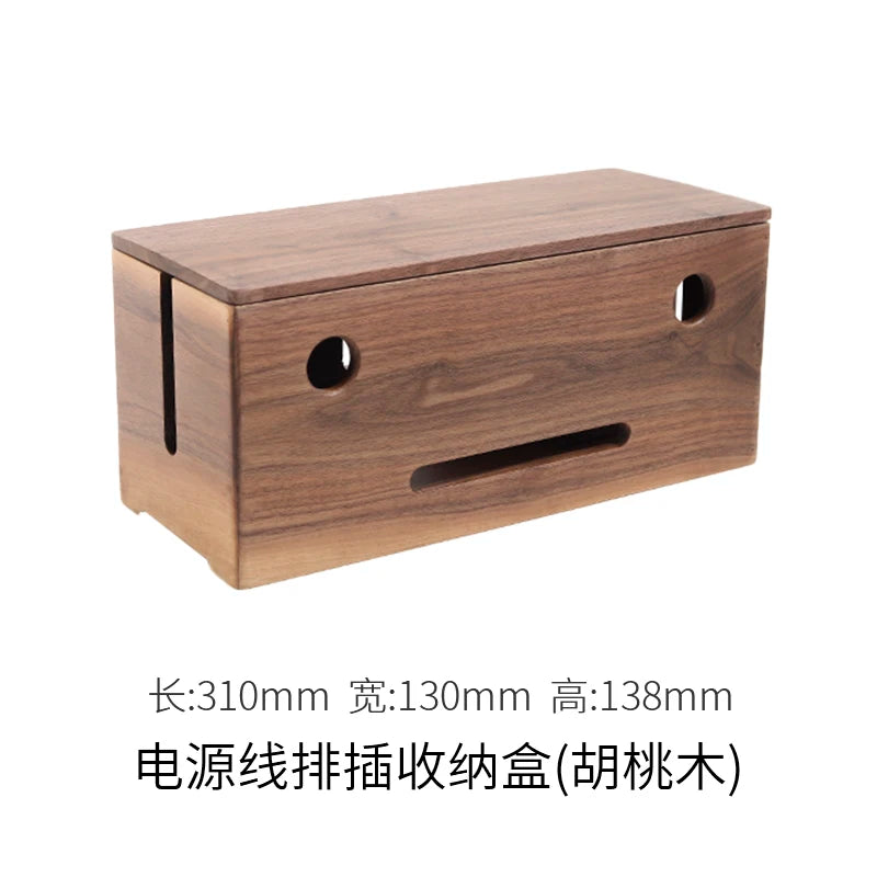 boîte rangement câbles bois marron clair moderne boite chargeur tablette blanc minimaliste