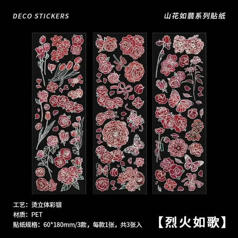 étiquettes décoratives artisanales adhésives papillons strass floral romantique or noir blanc rose vert bleu