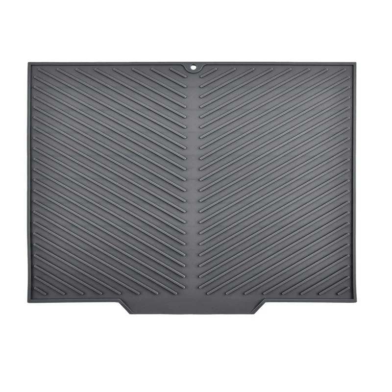 tapis drainage silicone gris moderne rayures diagonales antidérapant respectueux environnementuisine