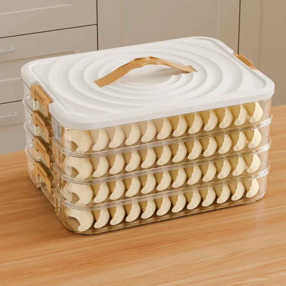boîte rangement transparente réutilisable qualité alimentaire plastique moderne pratique poignées couvercle blanc beige