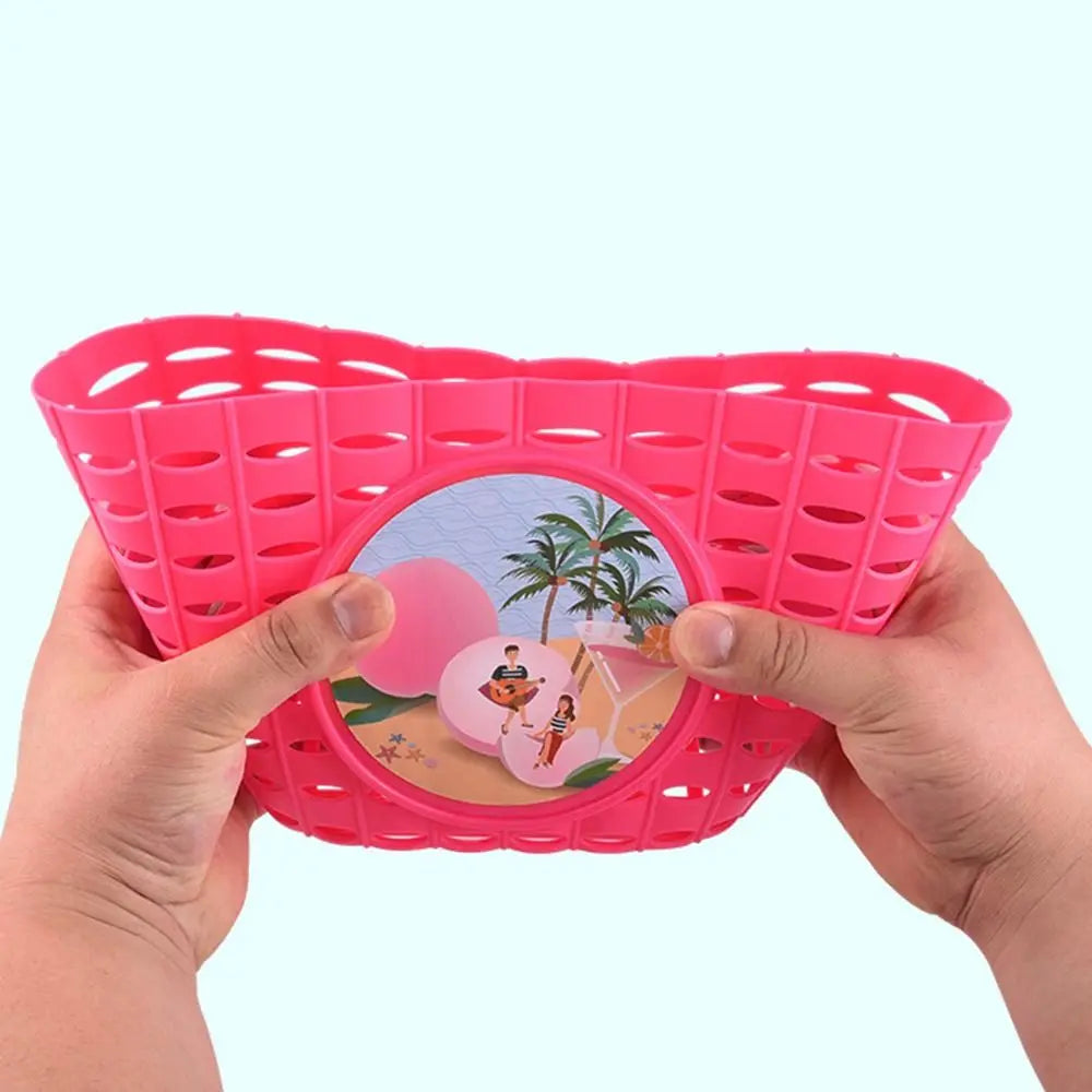 panier vélo enfant noir rose motifs cartoon clips moderne