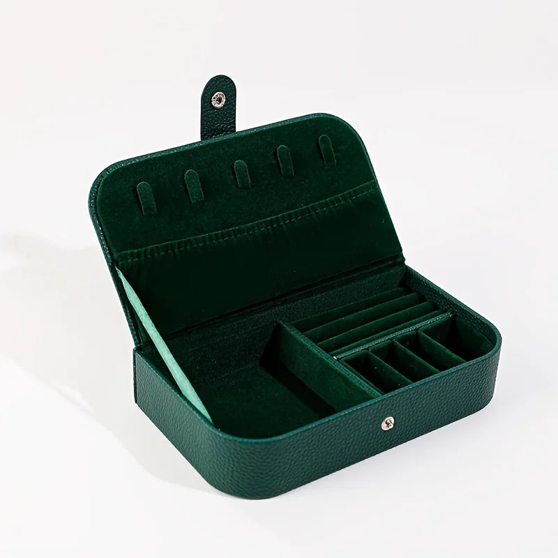 boîte bijoux simili cuir noir vert moderne organisation bijoux colliers bagues boucles doreilles cadeau