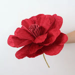 fleur artificielle velours rouge décoration intérieure moderne 30cm 40cm 50cm 60cm base plastique blanc