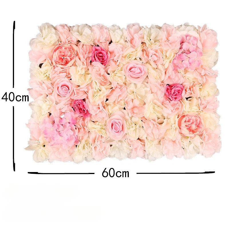 décoration murale fleurs artificielles roses hydrangées romantique intérieur mariage anniversaire baby shower