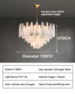 lustre suspension moderne marbre blanc doré luxe salon salle manger chambre élégant