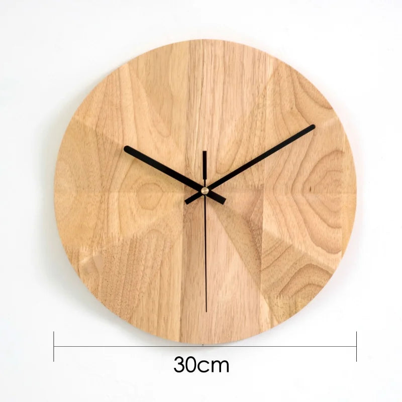 horloge murale bois naturel motif géométrique moderne aiguille quartz circulaire salon décoration unique opacité