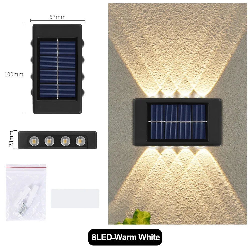 lampe solaire murale moderne ip65 led rechargeable extérieure panneau solaire texturé noir minimaliste