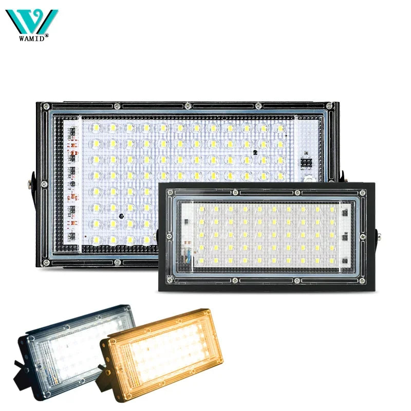 projecteur led extérieur aluminium moderne blanc noir éclairage parking stade tunnel haute puissance 50w