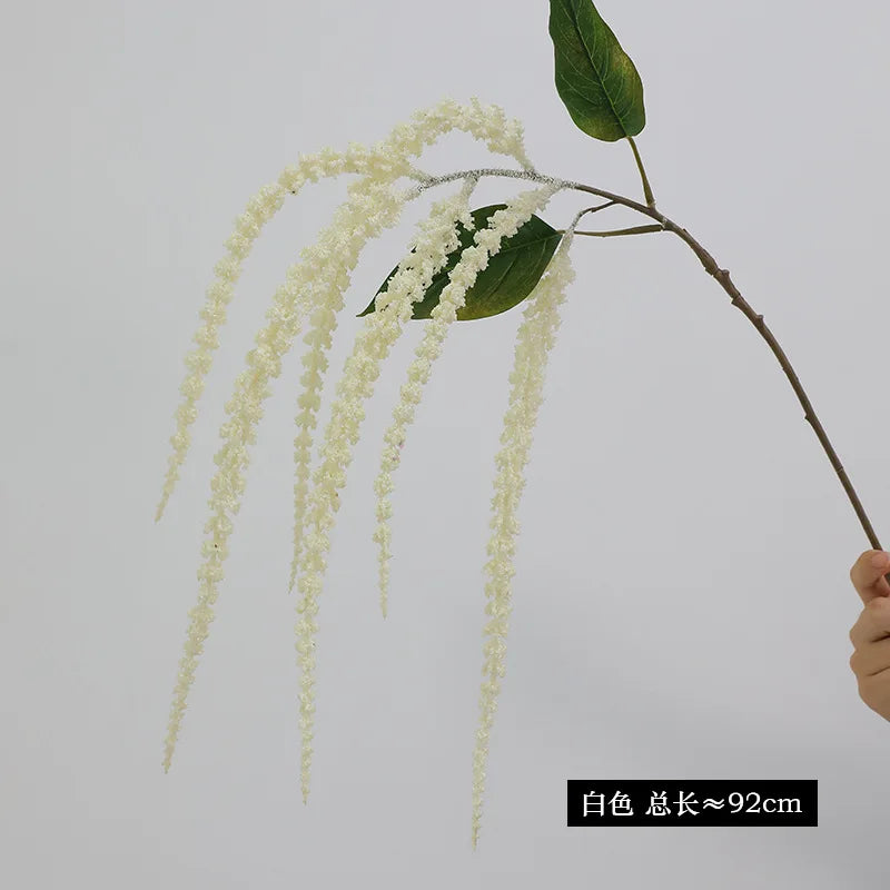 décoration intérieure branche artificielle fleurs grappes feuilles vertes blanc rose naturel