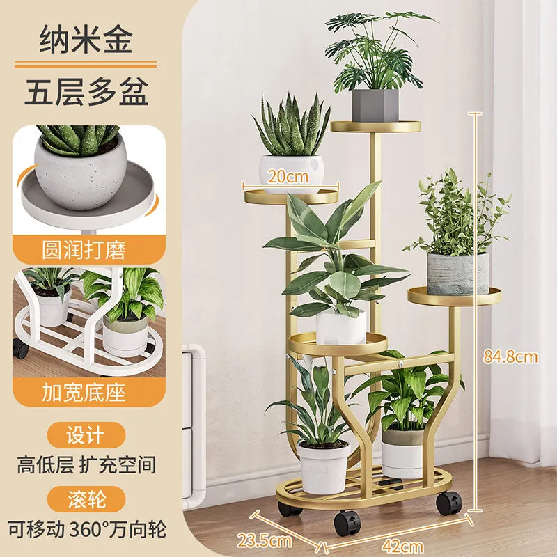 support plantes métal moderne niveaux noir blanc doré vis fixations