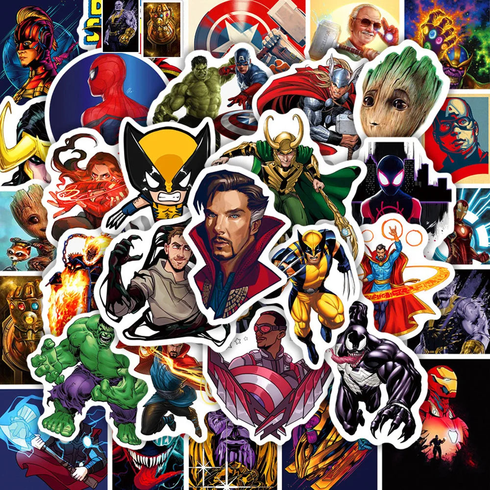 sticker marvel comics avengers spiderman ironman stickers dessin animé cartoonesque voyage laptop imperméable