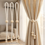 corde rideau tressée bois moderne beige clair 44cm réglable salon chambre