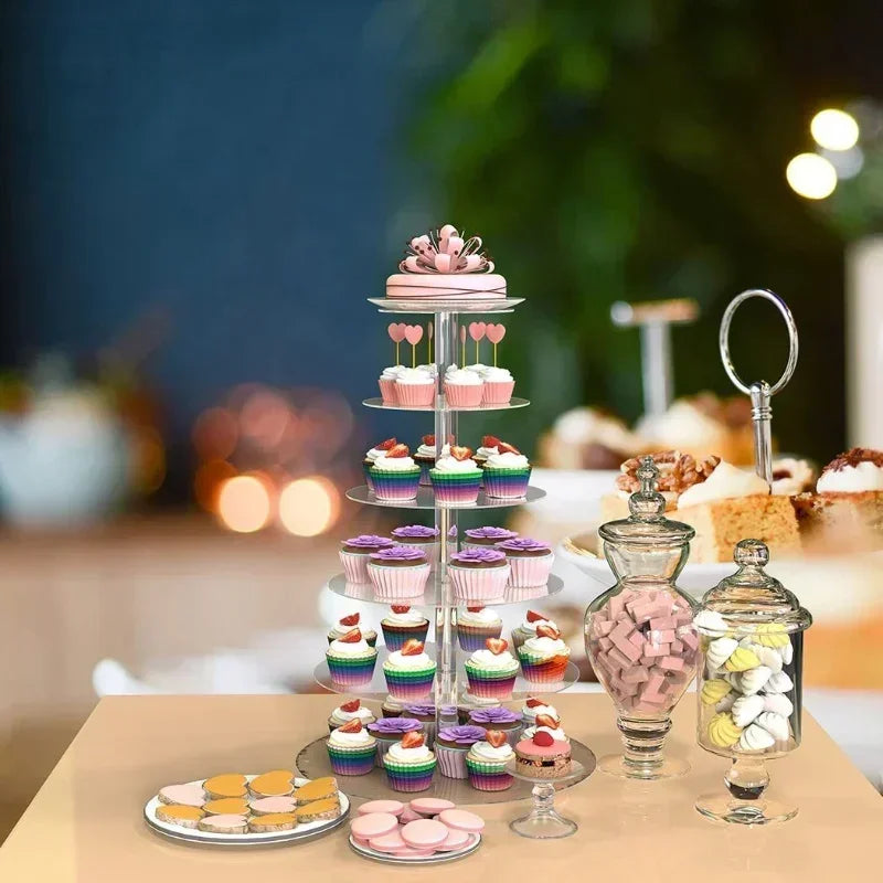 support cupcakes transparent moderne niveaux vis verticales grille 4mm epaisseur acrylique respectueux environnement