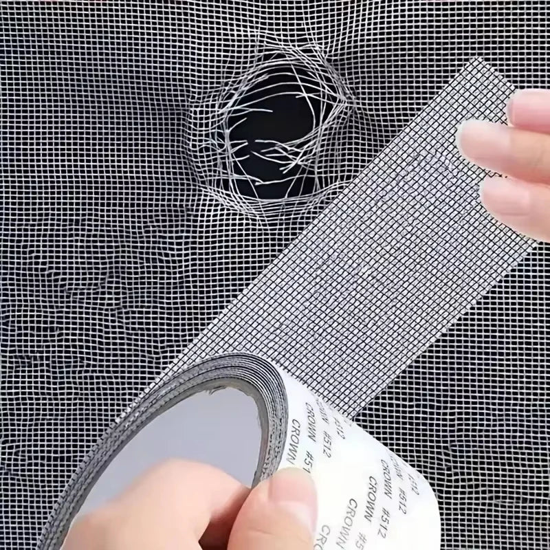ruban adhésif réparation moustiquaire gris maille fine anti insectes durable auto adhésif facile application
