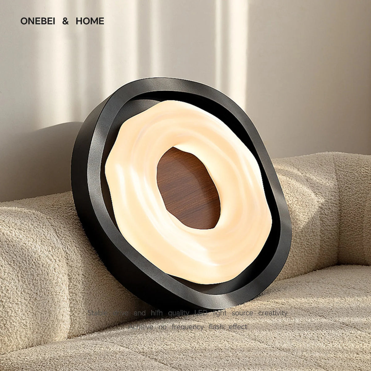 luminaire moderne minimaliste noir crème marron concentrique semi transparent chambre salon