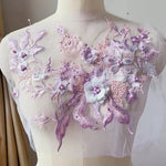 applique textile brodée fleurs violet rose blanc adultes femmes