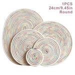 tapis table tissé motifs concentriques beige marron gris clair rustique opaques 11cm 18cm 24cm