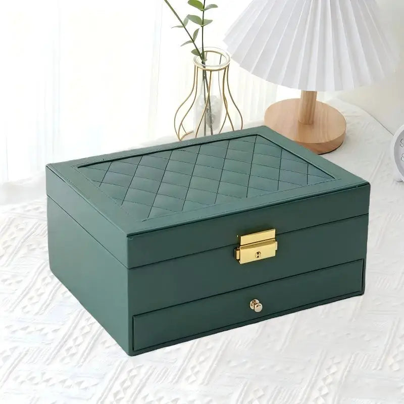 boîtes bijoux cuir moderne compartiments protection vert rose blanc festival mariage voyage