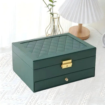 boîtes bijoux cuir moderne compartiments protection vert rose blanc festival mariage voyage