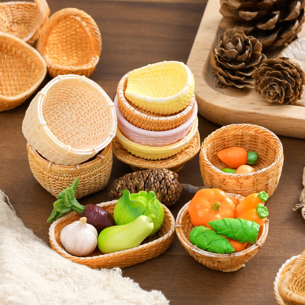 panier osier tressé traditionnel orange clair poignées décoration table maison