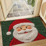 tapis sol décoration noël renne père noël merry christmas vert rouge floral imperméable antidérapant