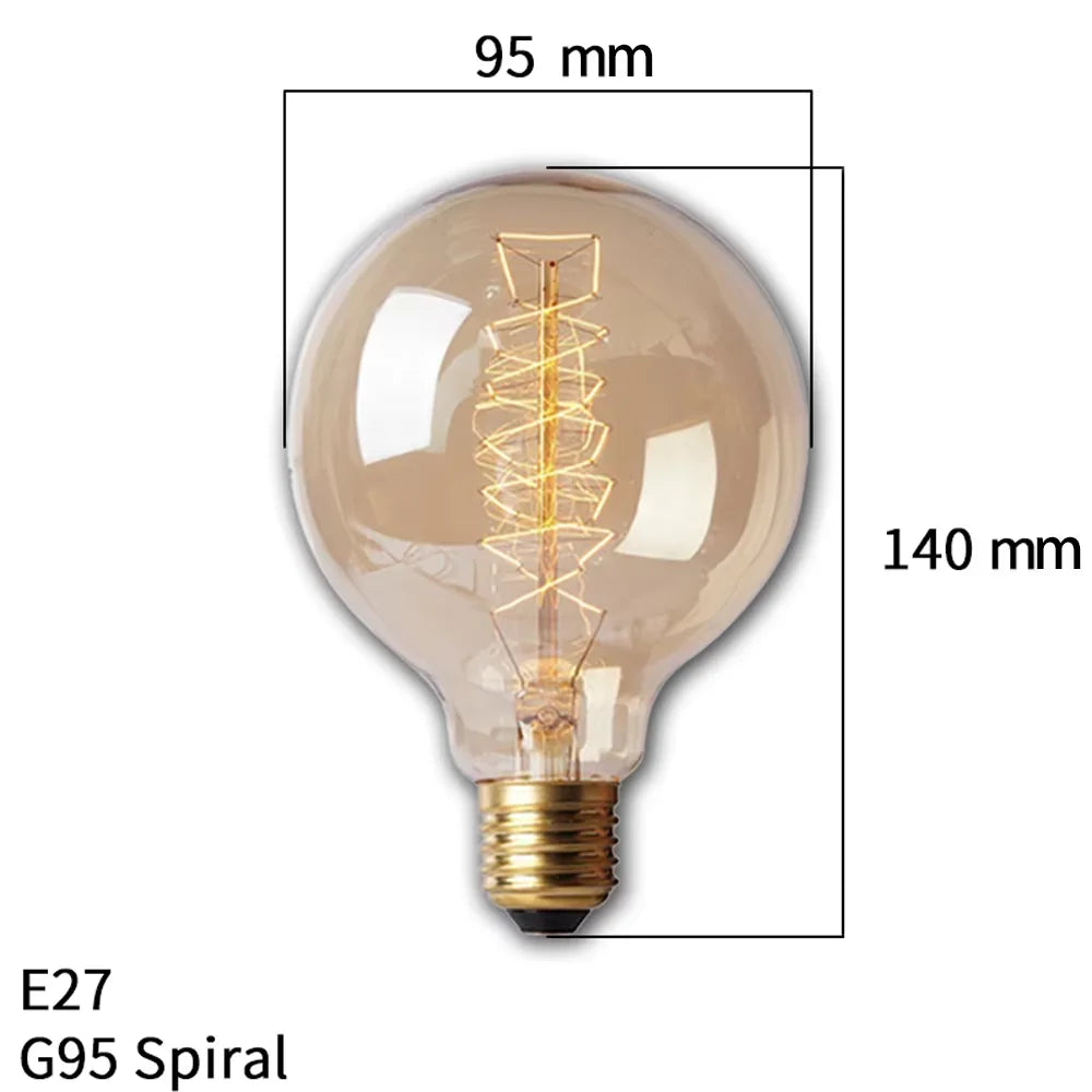 ampoule led filament rétro vintage globe transparent spirale dorée culotte e27 salon