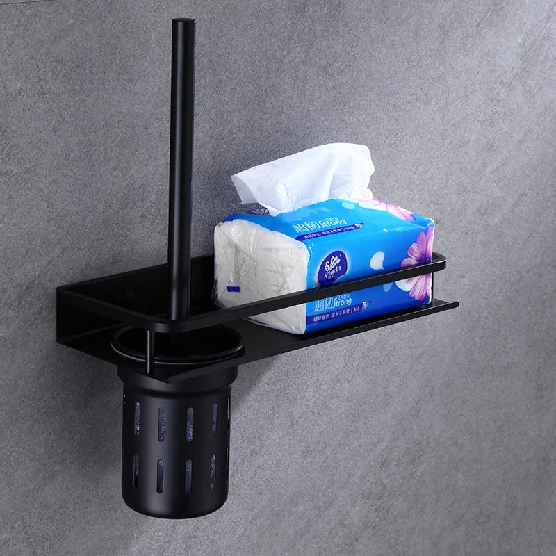 brosse wc noir support mural inoxydable moderne ensemble nettoyage toilette