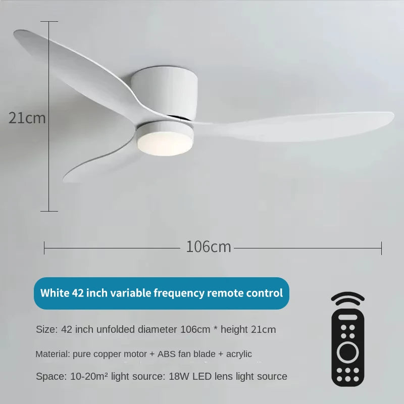 ventilateur led moderne télécommande blanc bois noir minimaliste