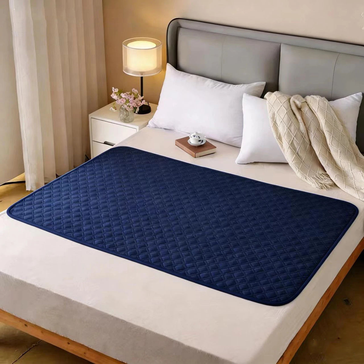 protège matelas imperméable bleu marine quilté moderne microfibre tpu coton bambou résistant absorption lavable