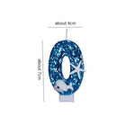 bougies forme chiffre bleu paillette motif marin dauphin étoile mer anniversaire cire paraffine