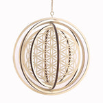 boucles d'oreilles fleur vie bois gravées minimaliste géométrique chainette corde naturel