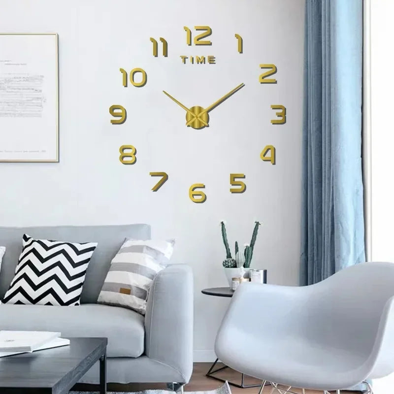 horloge murale moderne or noir rouge brillante aiguille chambre salon minimaliste