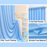 rideau bleu clair polyester moderne poignées 5ft 7ft 8ft 10ft opaque fête