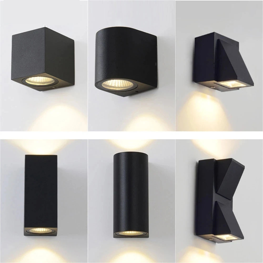 applique murale led noir contemporaine ip65 étanche 5w 10w naturel 4000k fixée mur