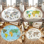 tapis moderne enfants animaux carte monde antidérapant intérieur extérieur 80x80cm 120x120cm