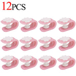 clips fixation violet rose bleu fleurs blanches moderne pratique 12pcs